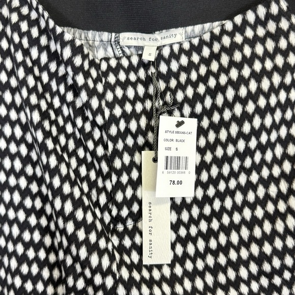 NEW Search For Sanity Womens Small Pants  Black White Casual Lounge Pull On - Picture 9 of 10